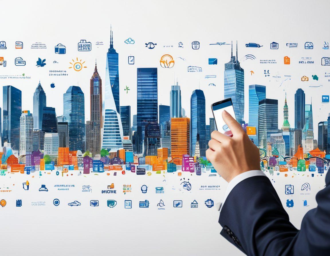 A visually engaging collage depicting various digital insurance services, with vibrant icons symbolizing cost-effective plans, such as a wallet, calculator, and checkmarks. Include a background of a modern city skyline to represent connectivity, alongside a friendly digital assistant character guiding viewers through options. Bright and inviting color scheme to make it appealing and informative. super-realistic. vibrant colors. white background.